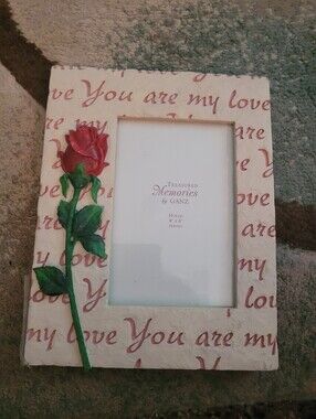 GANZ Cream Frame with Red Rose Accent